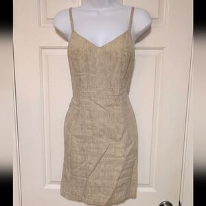 Michael Kors Beige Plaid Strappy Midi Dress Size 6